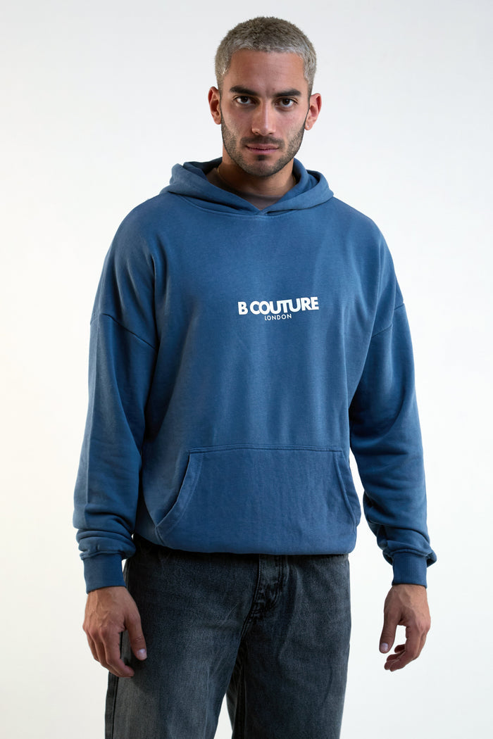 Orion Oversized Acid Wash Hoodie - Blue