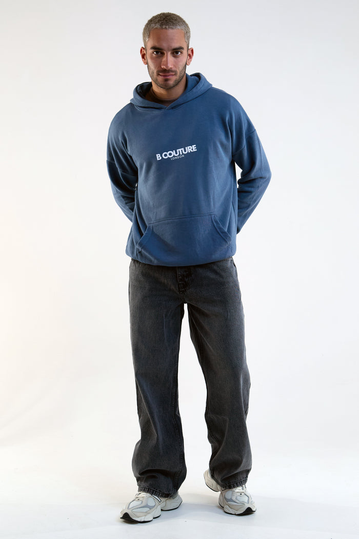 Orion Oversized Acid Wash Hoodie - Blue