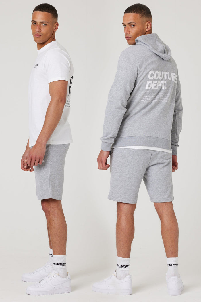Osborne Shorts, Hoodie & T-Shirt Set - Grey Marl / White