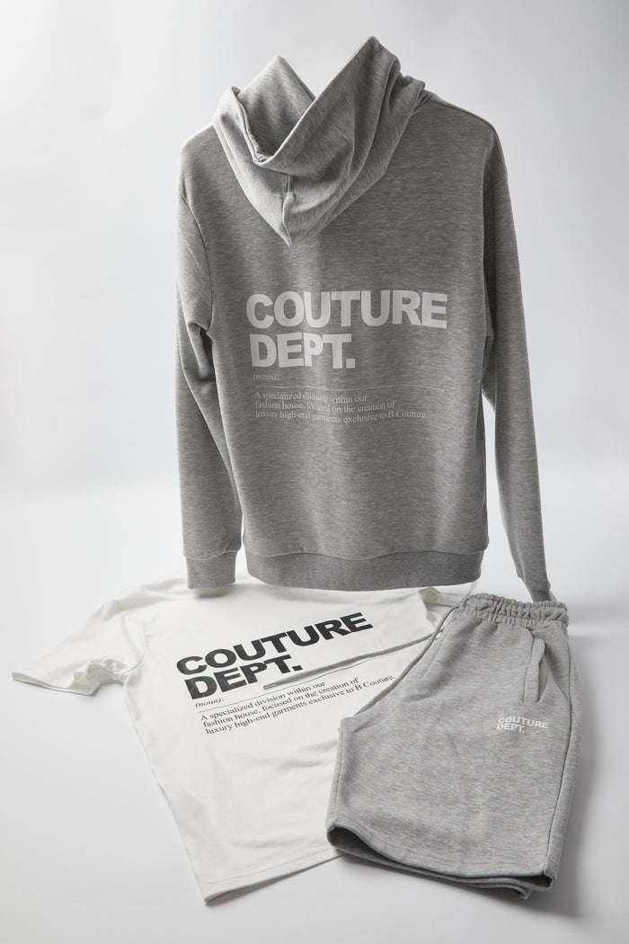 Osborne Shorts, Hoodie & T-Shirt Set - Grey Marl / White