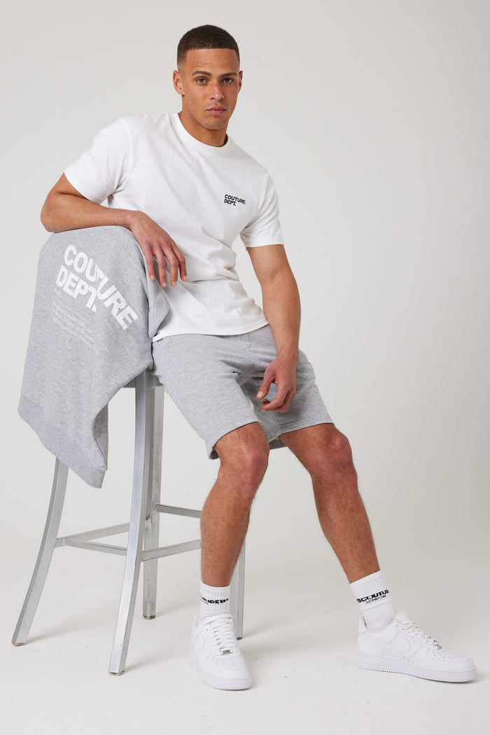 Osborne Shorts, Hoodie & T-Shirt Set - Grey Marl / White