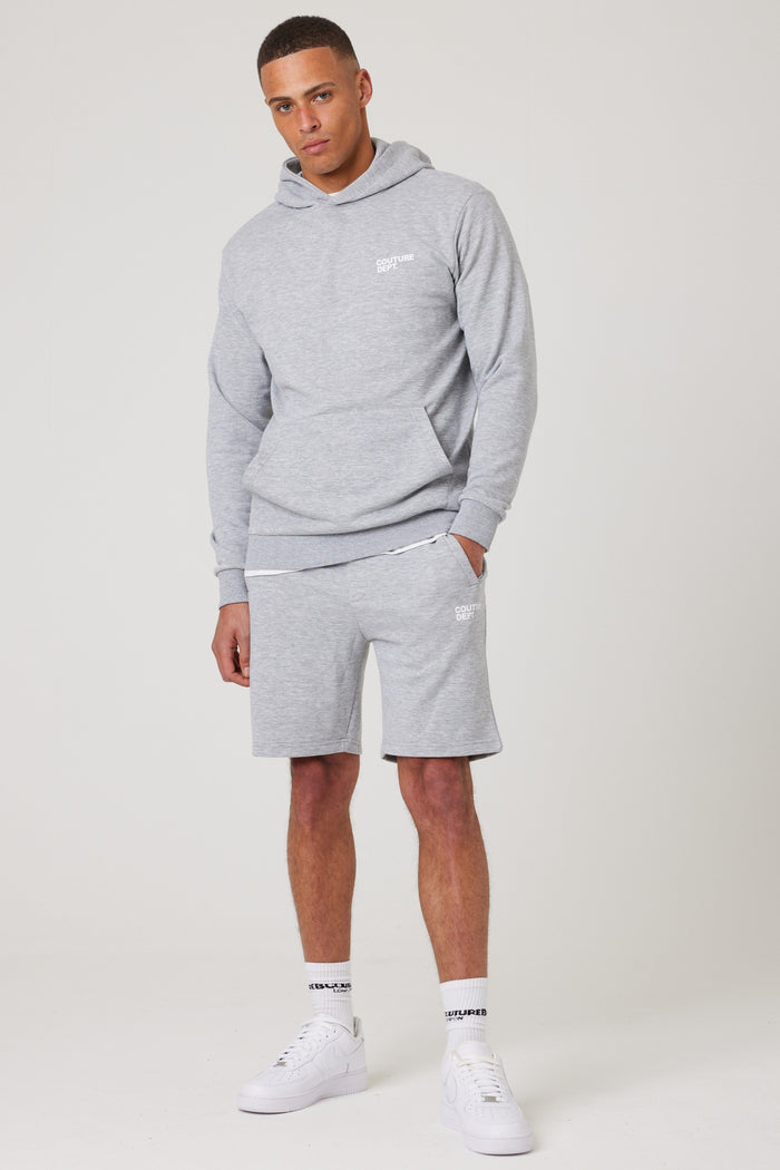 Osborne Shorts, Hoodie & T-Shirt Set - Grey Marl / White