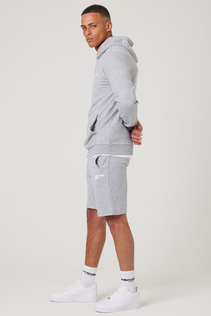 Osborne Shorts, Hoodie & T-Shirt Set - Grey Marl / White