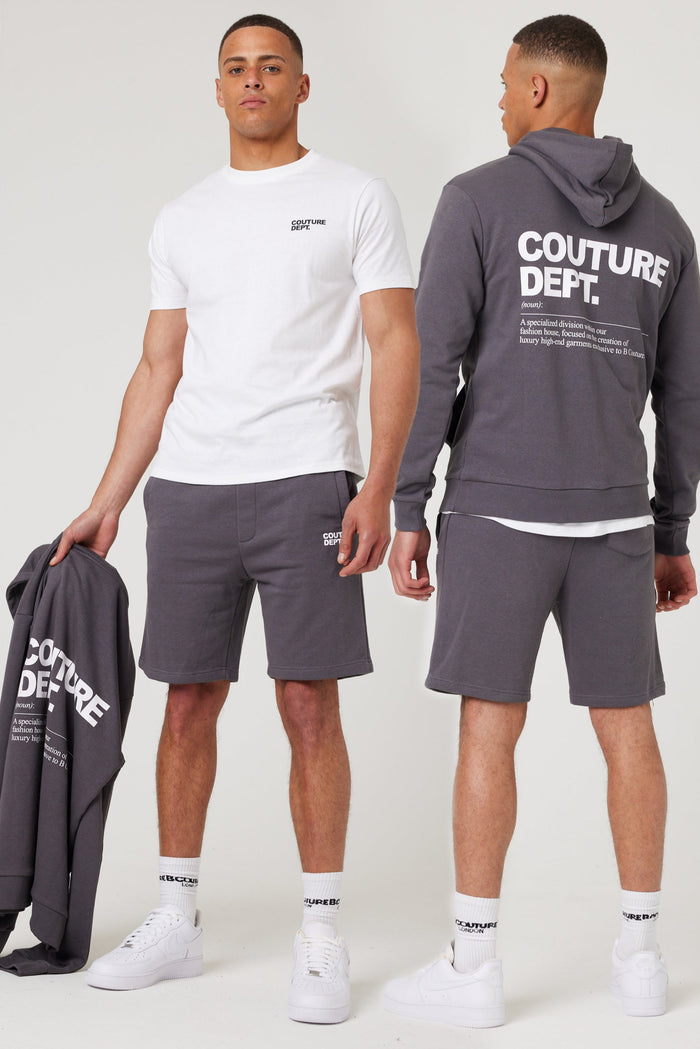 Osborne Shorts, Hoodie & T-Shirt Set - Pewter/White