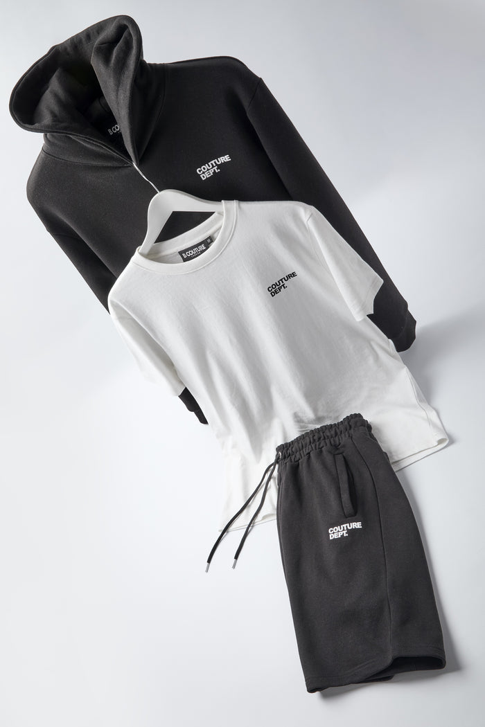 Osborne Shorts, Hoodie & T-Shirt Set - Pewter/White