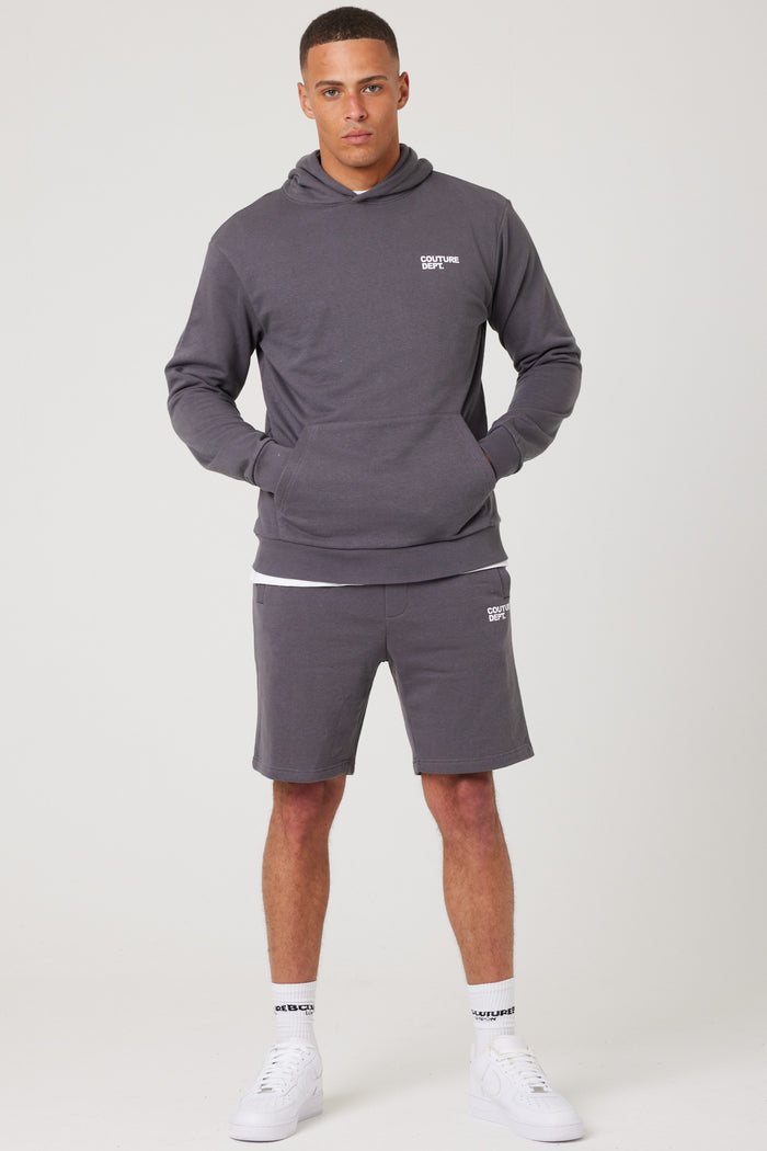 Osborne Shorts, Hoodie & T-Shirt Set - Pewter/White