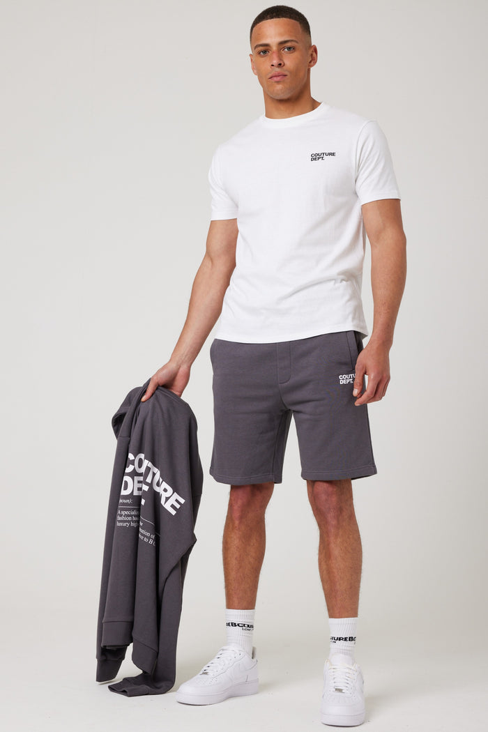 Osborne Shorts, Hoodie & T-Shirt Set - Pewter/White
