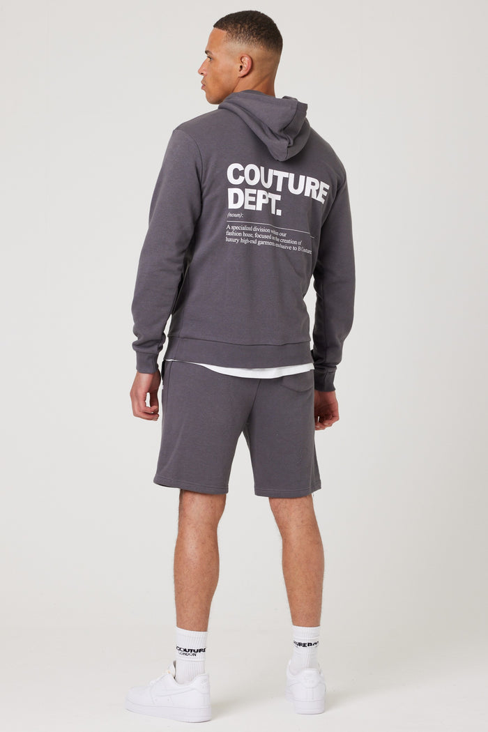 Osborne Shorts, Hoodie & T-Shirt Set - Pewter/White