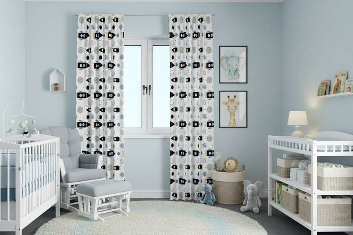 Boys Blackout Curtain Panels Outer Space Rockets Planets, Boys Bedroom Window Curtains, Boys Window Panels, Boys Window Coverings, Boys Bedroom Curtains, Boys Nursery Curtains, Made in the USA | Pippa + June