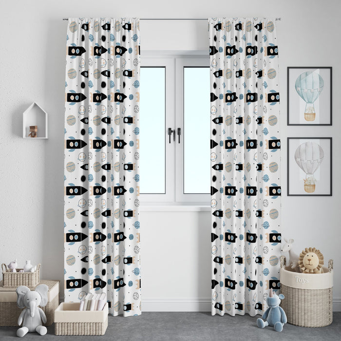 Boys Blackout Curtain Panels Outer Space Rockets Planets, Boys Bedroom Window Curtains, Boys Window Panels, Boys Window Coverings, Boys Bedroom Curtains, Boys Nursery Curtains, Made in the USA | Pippa + June