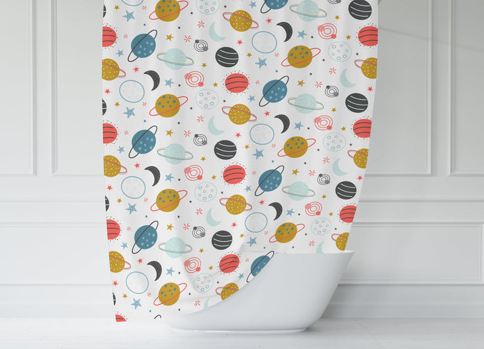Boys Shower Curtain Outer Space, Boys Bathroom Decor & Accessories | Pippa + June