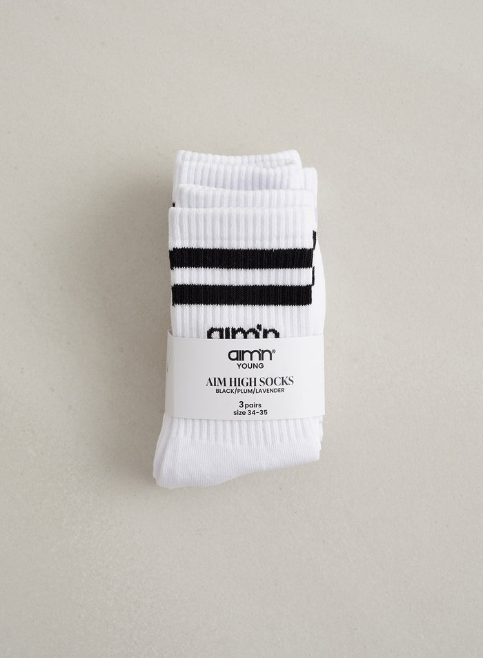 Pale Lavender Young Aim High Socks 3-pack