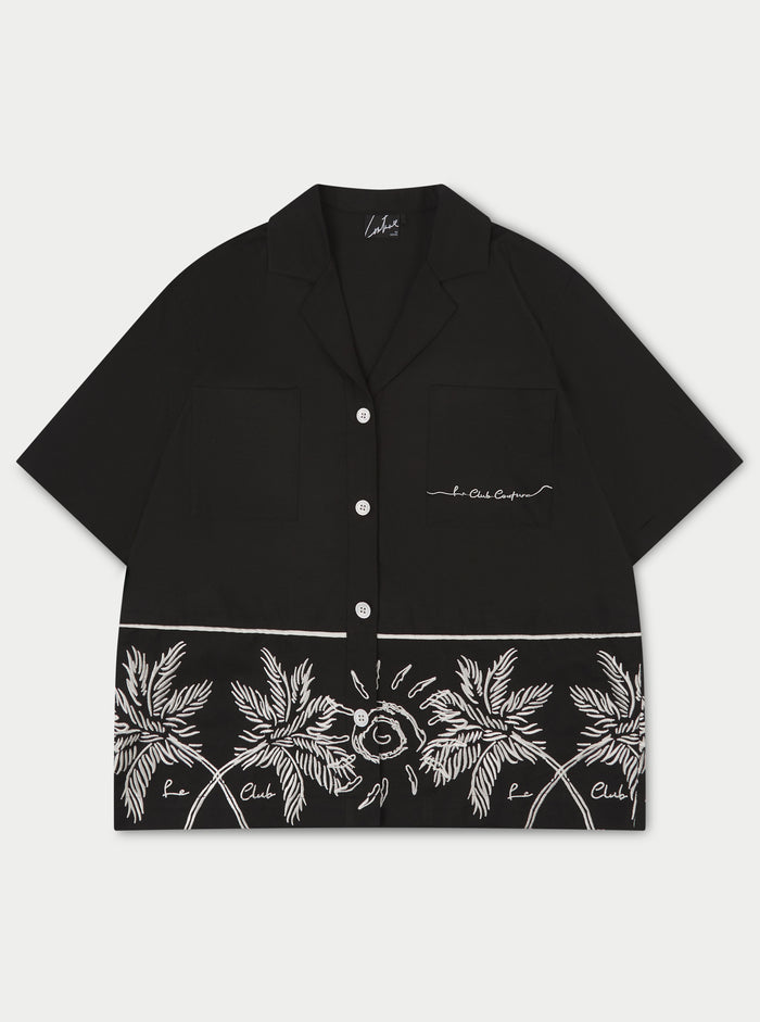 PALM EMBROIDERY SHIRT - BLACK
