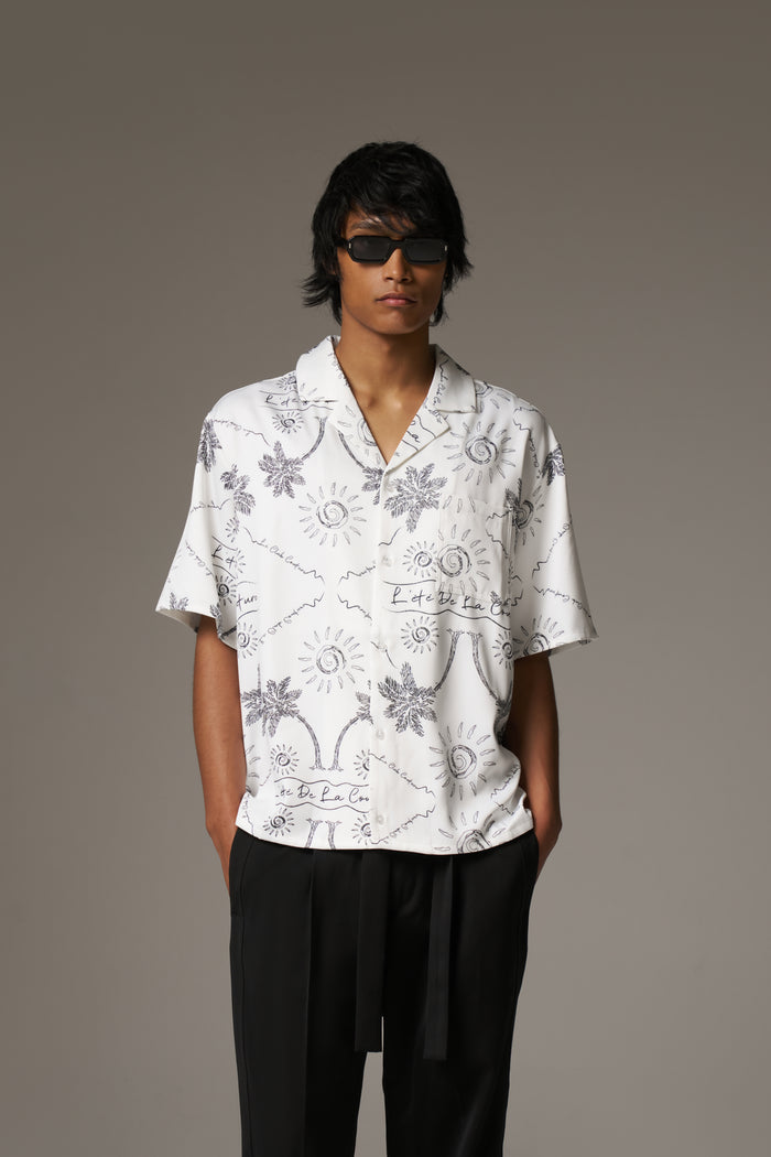 PALM PRINT SHIRT - WHITE