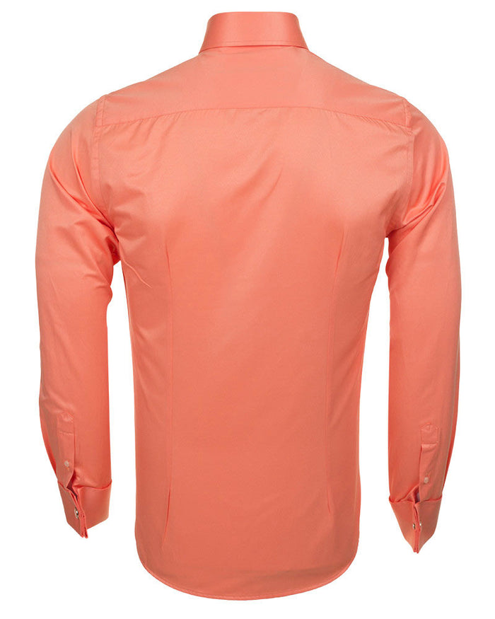 Peach Plain Double Cuffed Shirts-Makrom