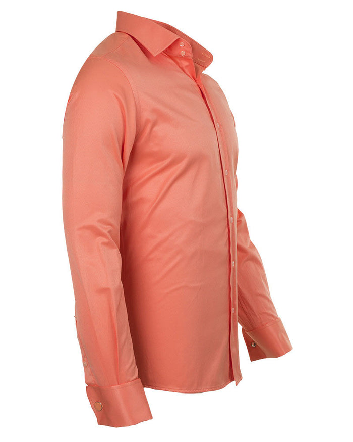 Peach Plain Double Cuffed Shirts-Makrom