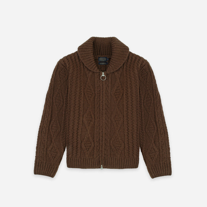 Pendleton Hoop Zip Cardigan - Brown