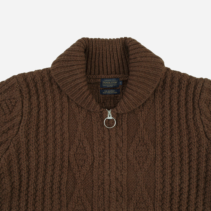 Pendleton Hoop Zip Cardigan - Brown
