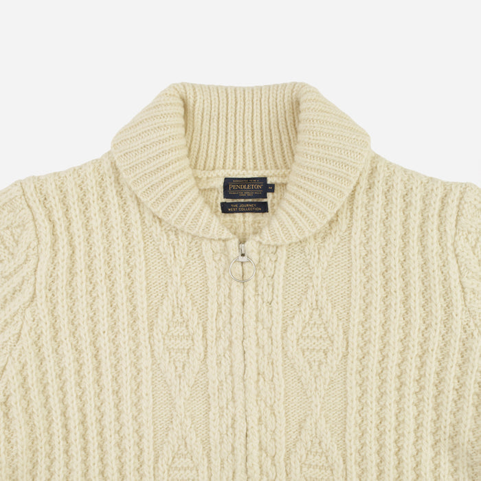 Pendleton Hoop Zip Cardigan - Cream