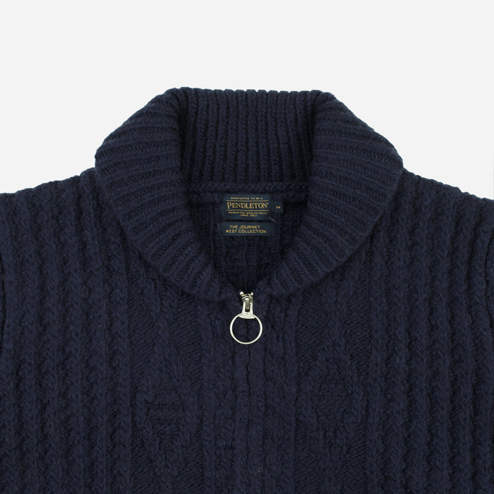 Pendleton Hoop Zip Cardigan - Navy