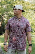 Performance Button Up - Maroon Paisley Duck