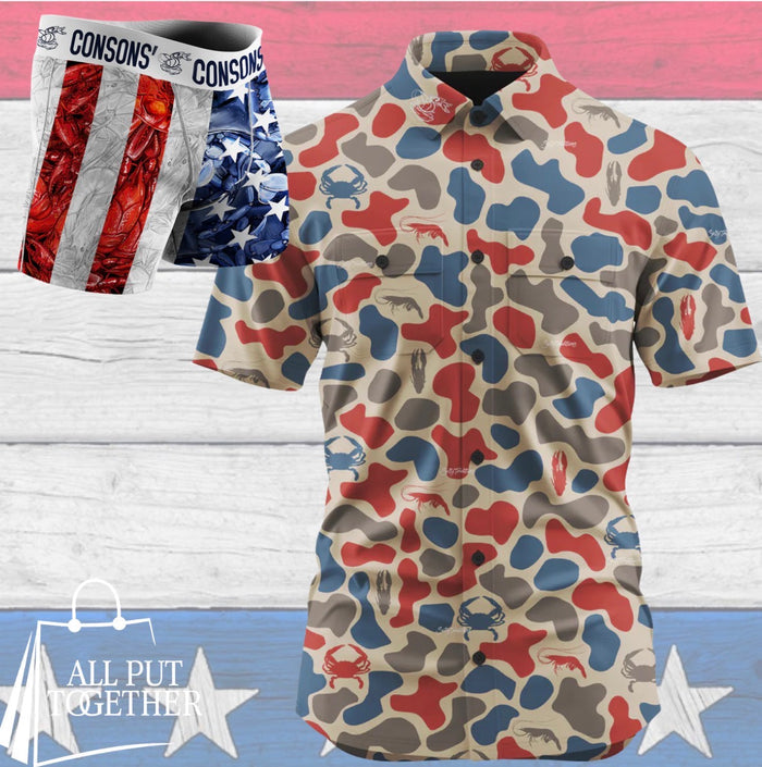 Performance Button Up - Merica Dockside Camo