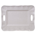 Perlette Cream Melamine Rectangular Tray w/Handles