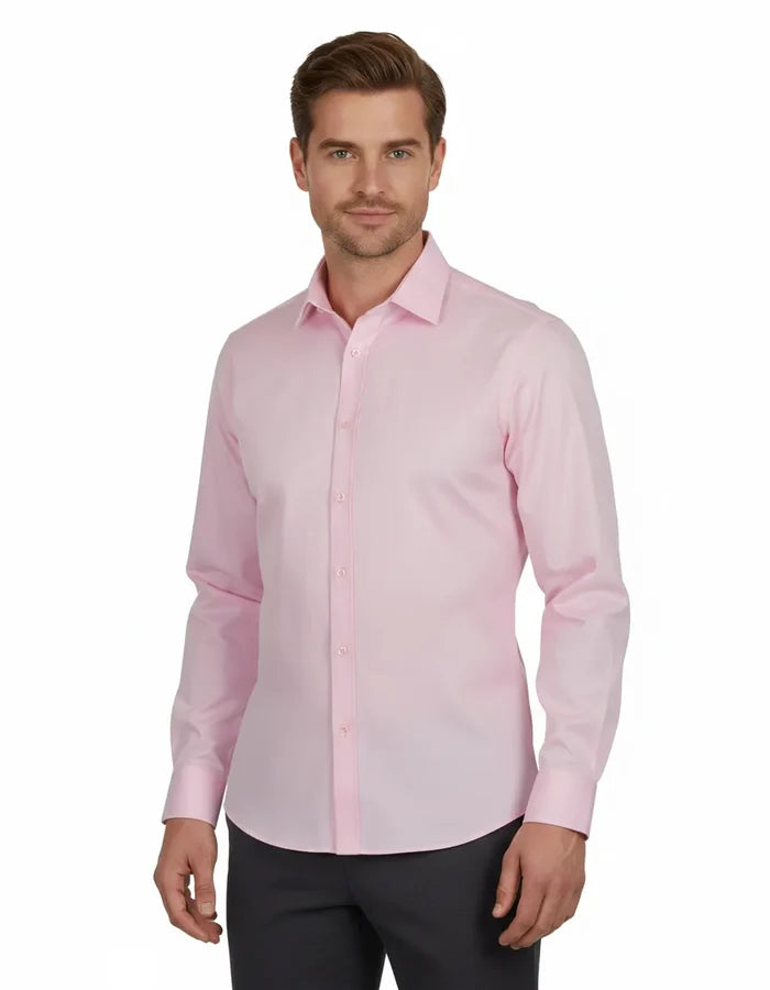 Pink Classic Single Cuff Men's Shirt-Makrom