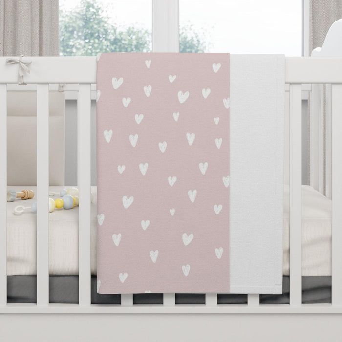 Girls Baby Blankets Pink Hearts, Nursery Bedding, Modern Nursery, Baby Bedding | Pippa + June