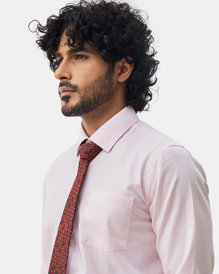 Pink Non Iron Textured Shirt - Elon