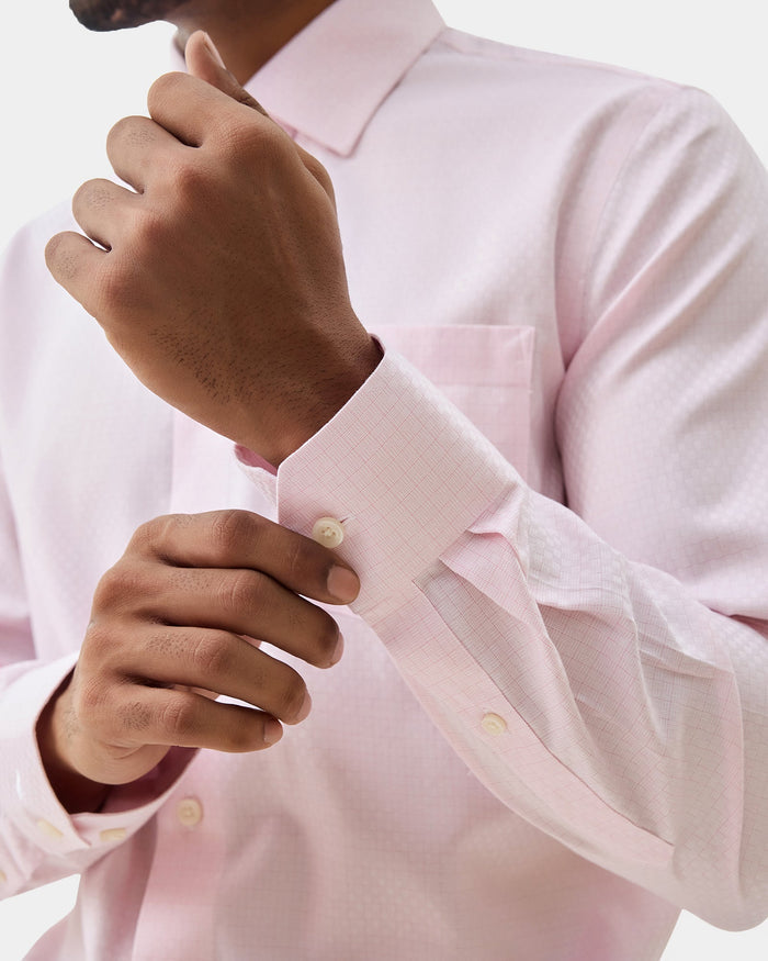 Pink Non Iron Textured Shirt - Elon