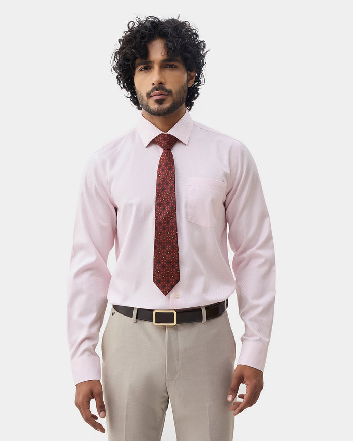 Pink Non Iron Textured Shirt - Elon