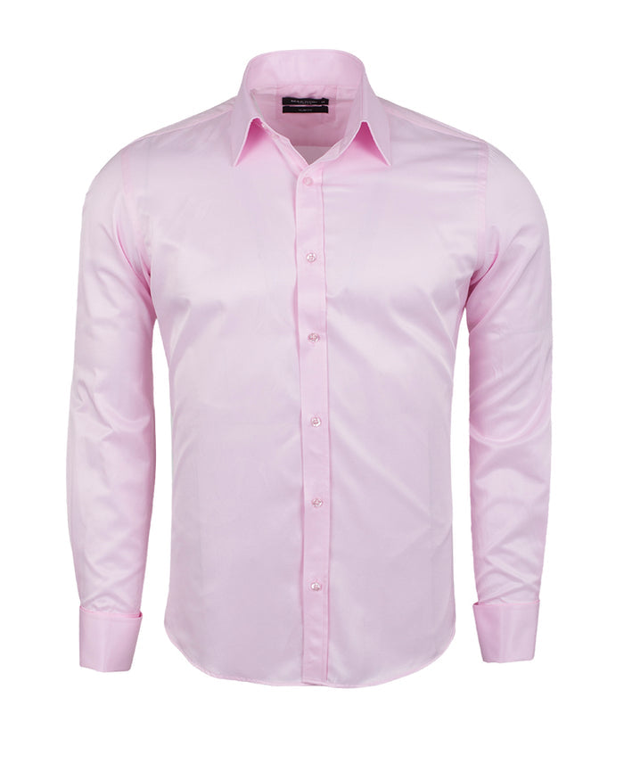 Pink Plain Double Cuff Shirt-Makrom