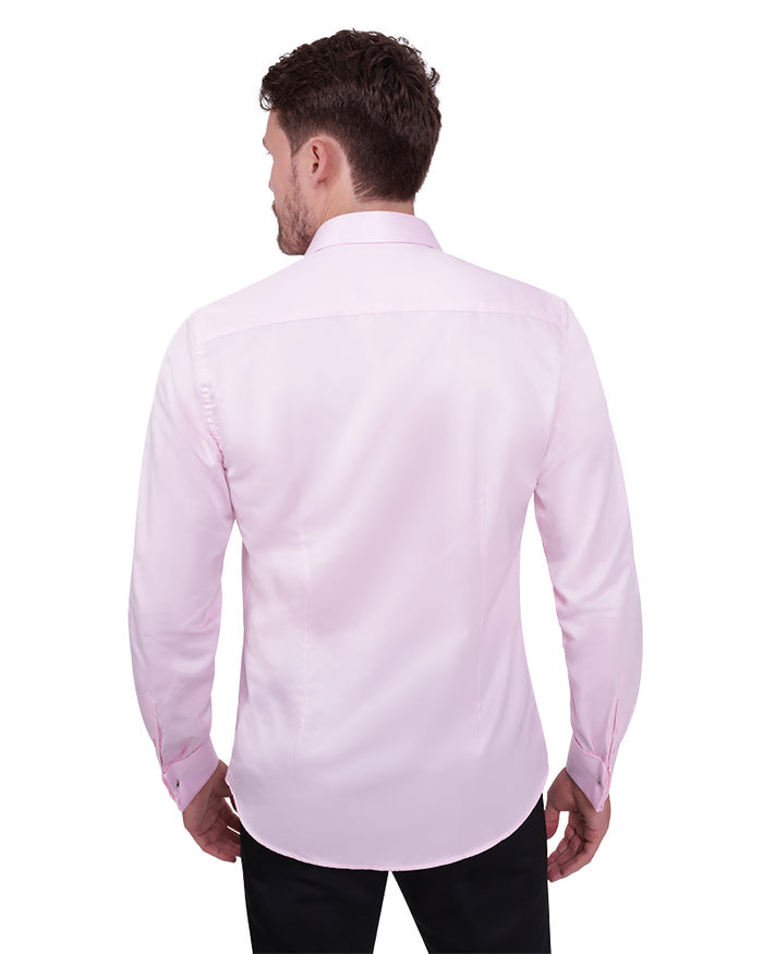 Pink Plain Double Cuff Shirt-Makrom
