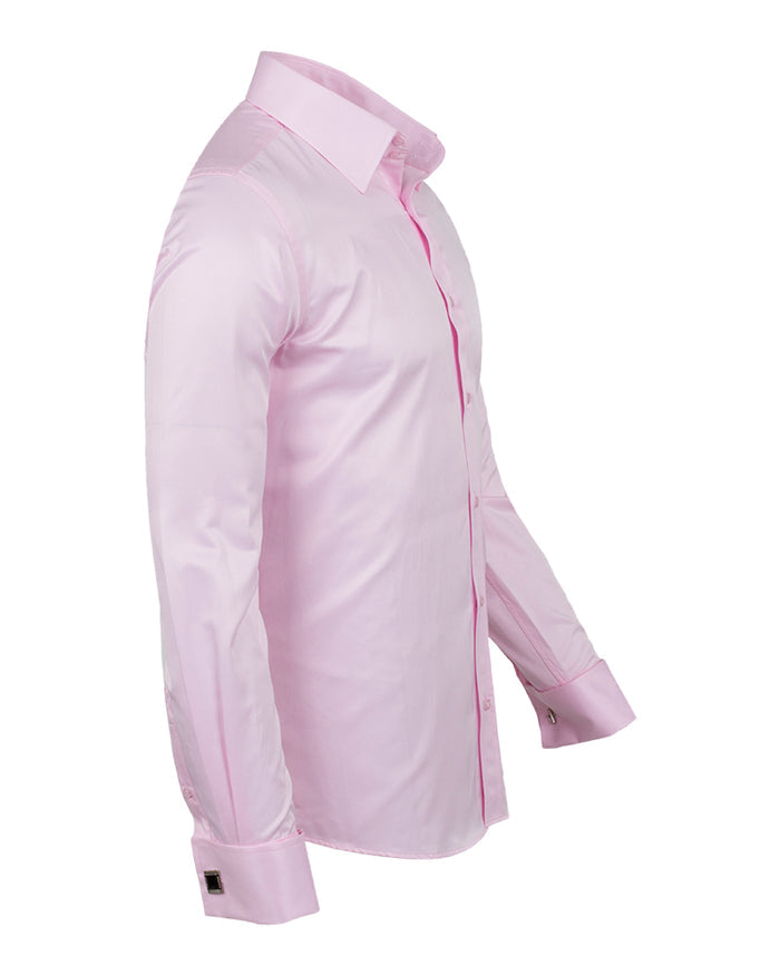 Pink Plain Double Cuff Shirt-Makrom