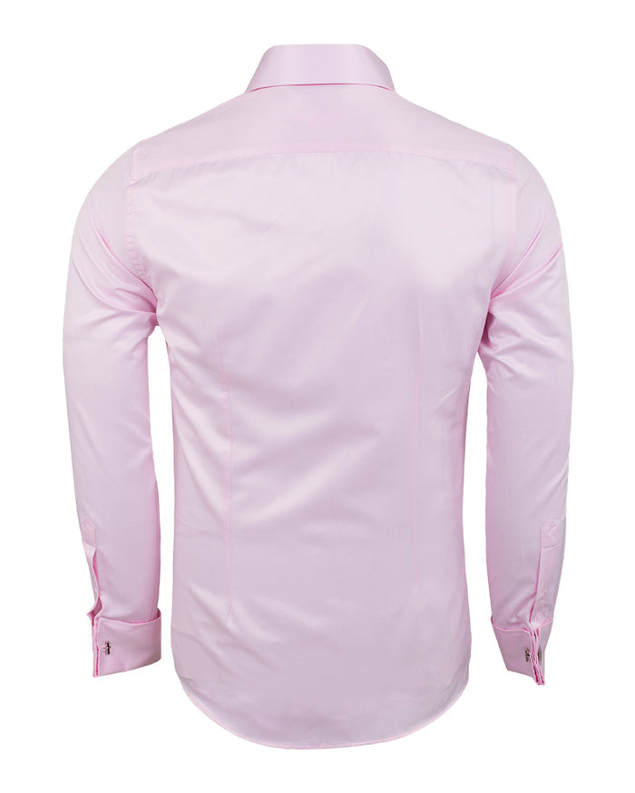 Pink Plain Double Cuff Shirt-Makrom