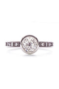 Pixel Dust Open Set Solitaire Ring - Round Grey Diamond in White Gold