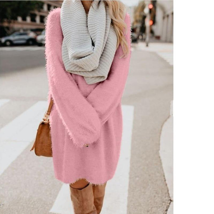 Plush Pullover Long Sweater - foxberryparkproducts