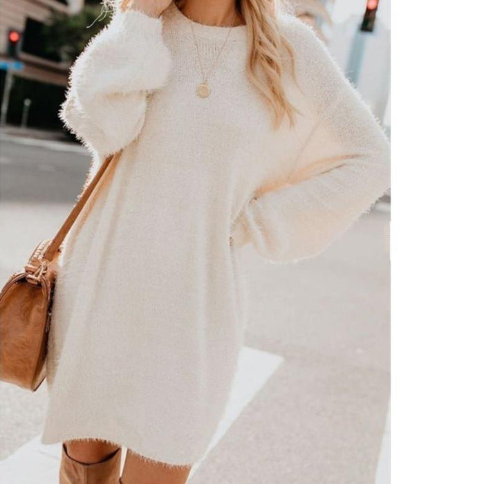 Plush Pullover Long Sweater - foxberryparkproducts