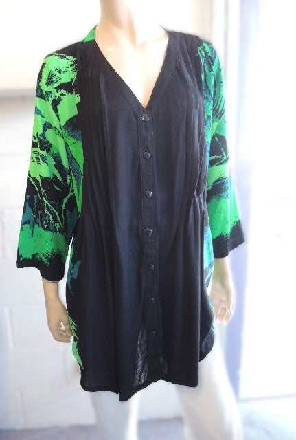 Plusss Crinkle Rayon Pintuck Top (Sizes 14-36)