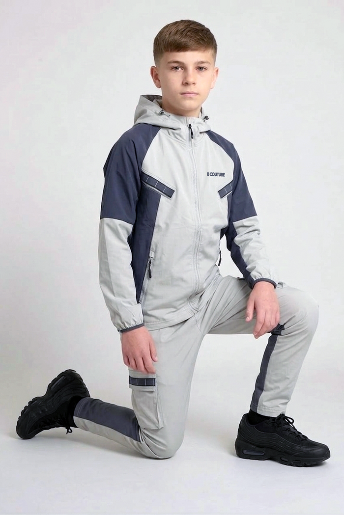 Porter Boys Windbreaker Tracksuit - Grey