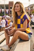 Purple & Gold Colorblock Sweater