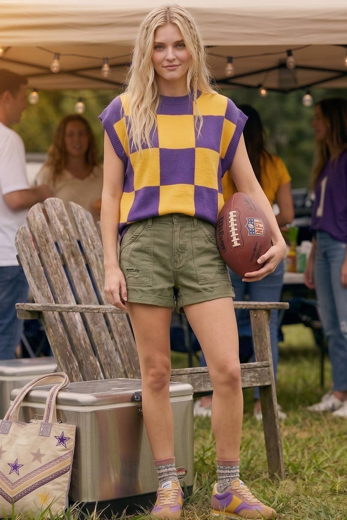 Purple & Gold Colorblock Sweater