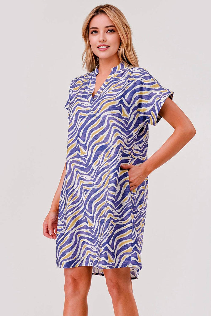 Purple Gold Tiger Print Game Day Shift Dress