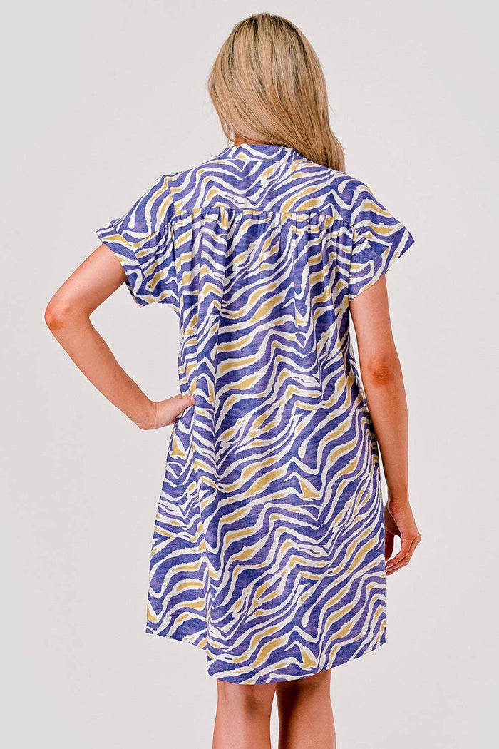 Purple Gold Tiger Print Game Day Shift Dress