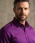 Purple Plain Double Cuff Shirt