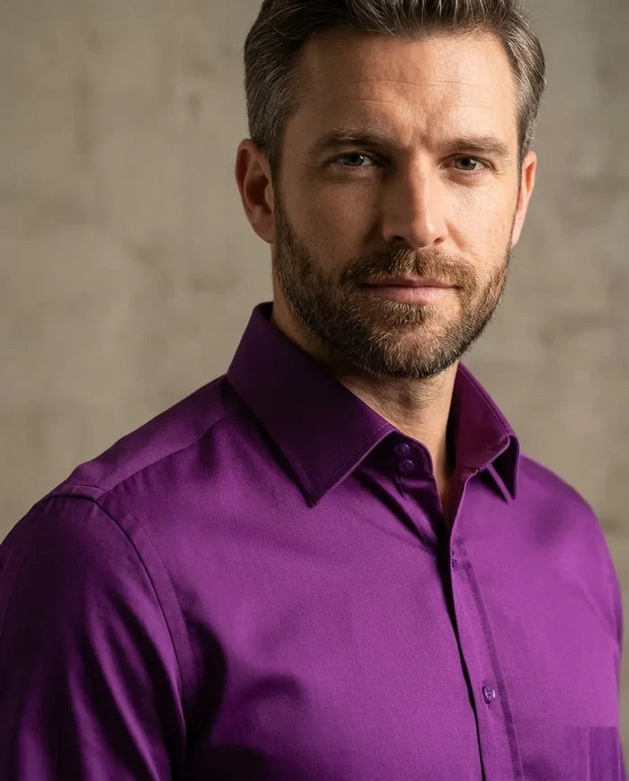 Purple Plain Double Cuff Shirt