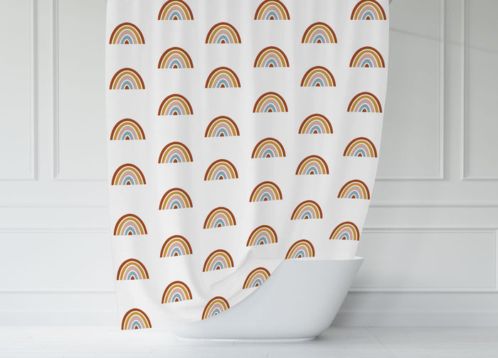 Kids Shower Curtain Rainbows, Gender Neutral, Kids Bathroom Decor & Accessories, Made in the USA | Pippa + June