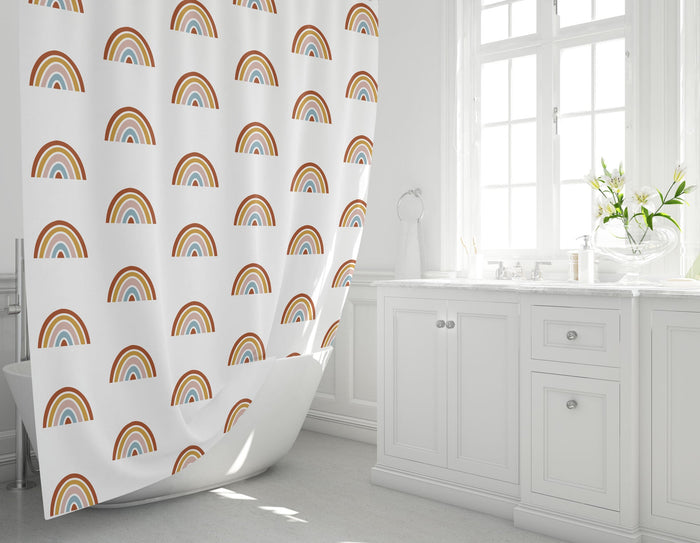 Kids Shower Curtain Rainbows, Gender Neutral, Kids Bathroom Decor & Accessories, Made in the USA | Pippa + June