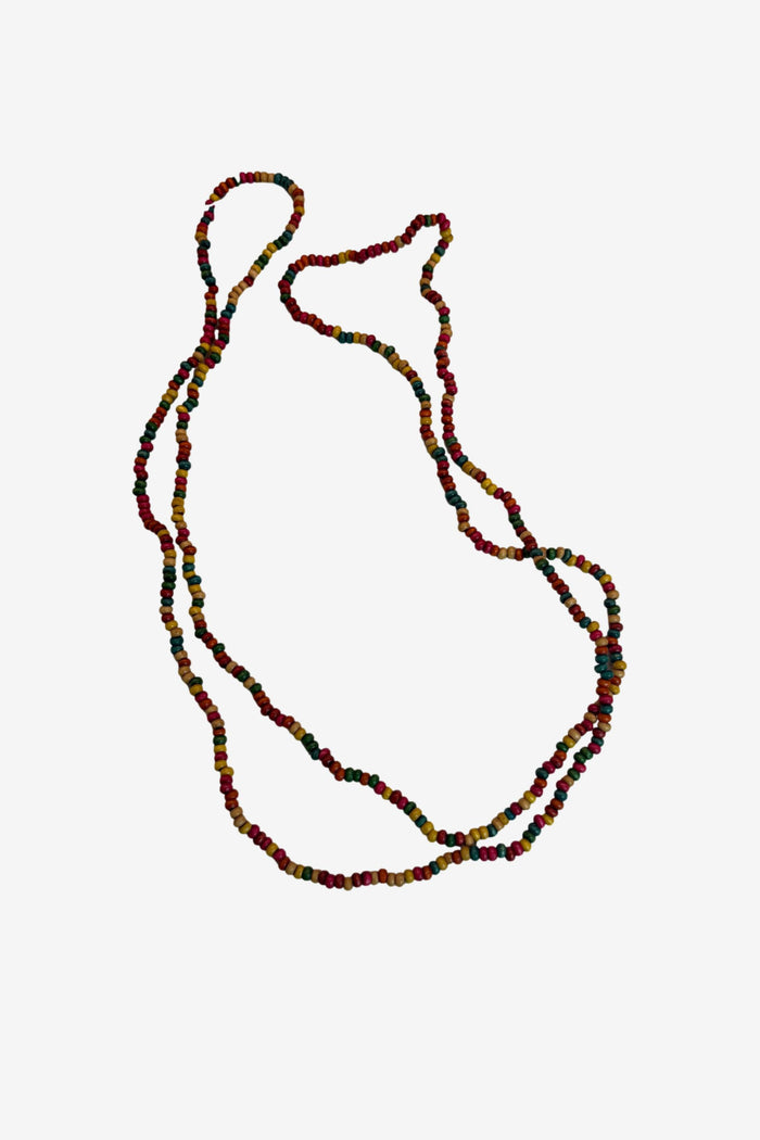 Rainbow Wooden Beaded Thin Necklace image 0